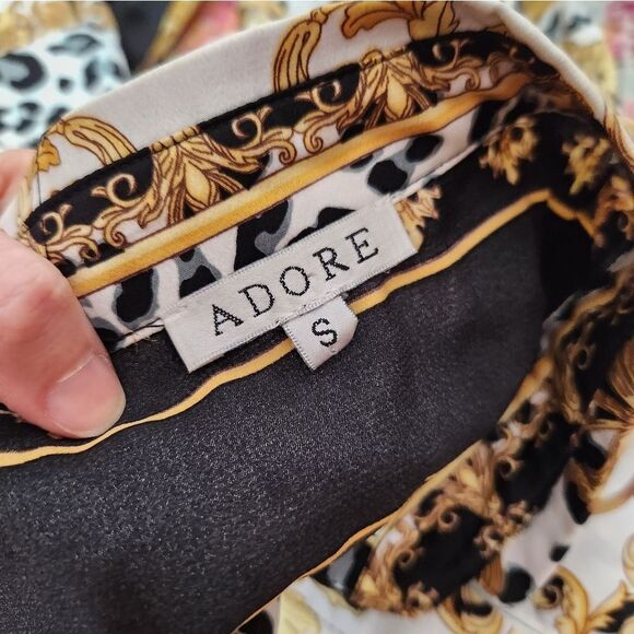 Adore Leopard and Gold Scroll Versace Inspired Tunic Shirt Small - Picture 6 of 9
